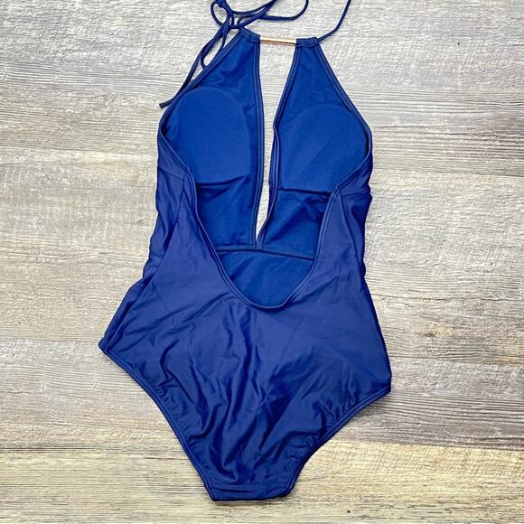 NWT Ted Baker 3 navy blue halter style one piece swimsuit size 8 B108 - Picture 6 of 6